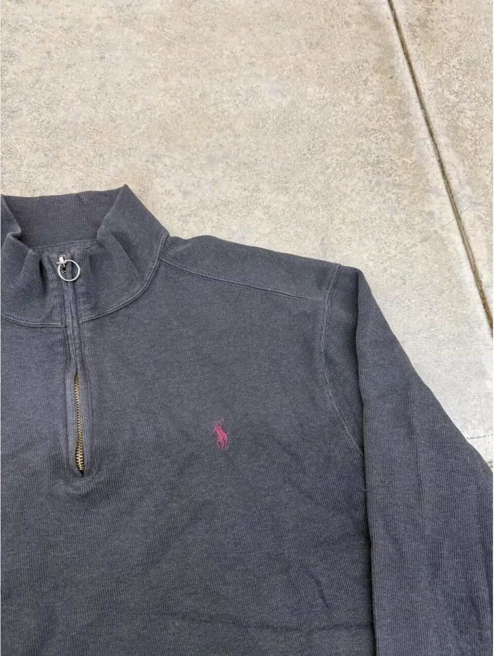 vintage polo ralph lauren faded black quarter zip sweater size xl